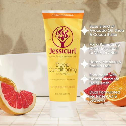 Jessicurl Deep Conditioning Treatment Island Fantasy 8 Fl Oz. Deep Conditioner For Dry Damaged Hair Great Anti Frizz Hair Mask And Leave In