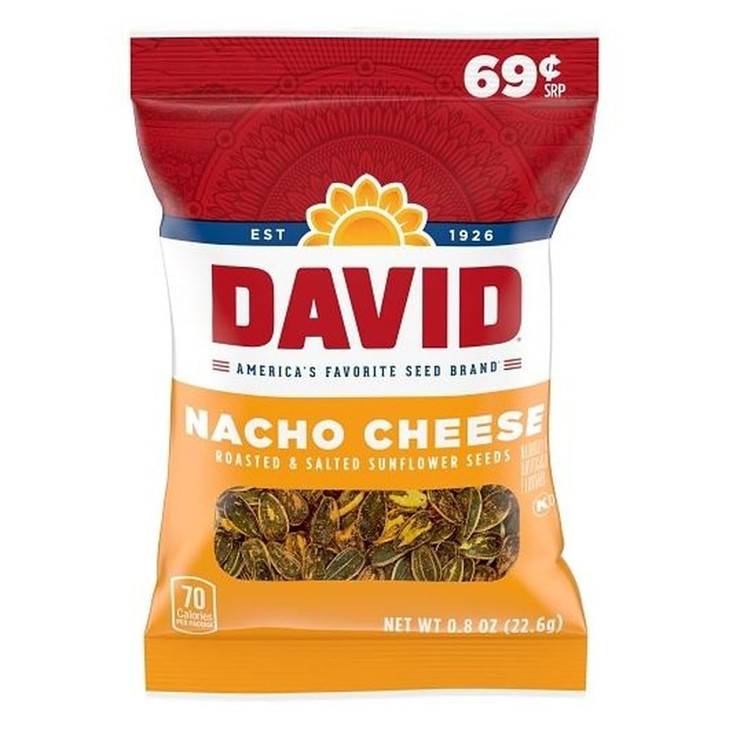 David Seed Sunflower Seeds Nacho Cheese 0.8 Ounce 36 Count