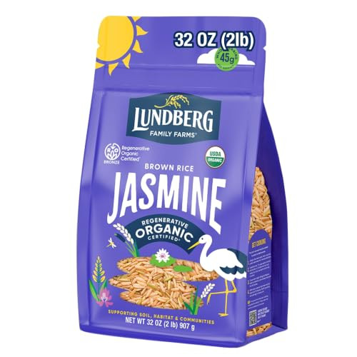 Lundberg Organic Jasmine Brown Rice Long Grain Fluffy And Aromatic Responsibly Grown In California 32 Oz