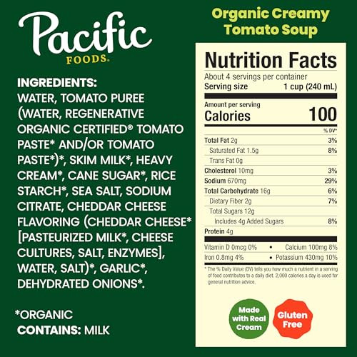 Pacific Foods Organic Creamy Tomato Soup 32 Ounce