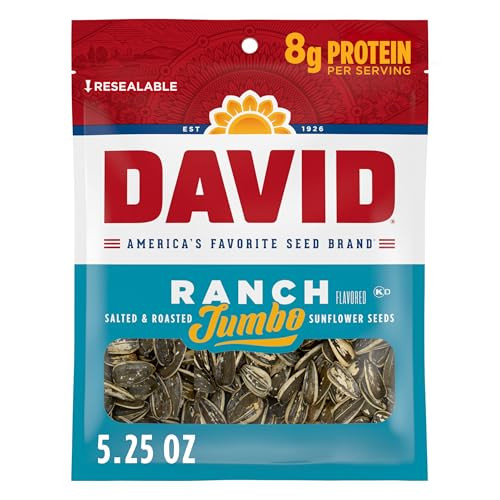 David Seeds Roasted And Salted Ranch Jumbo Sunflower Seeds Keto Friendly 5.25 Oz 12 Pack