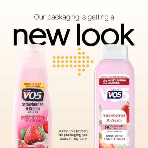 Vo5 Alberto Moisture Milks Moisturizing Conditioner Hair Conditioner With Soothing Soy Milk Protein Strawberries And Cream Scent 15 Oz