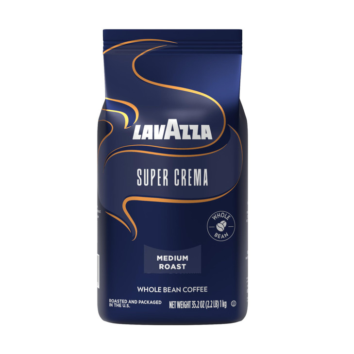 Lavazza Super Crema Whole Bean Coffee Medium Espresso Roast Arabica And Robusta Blend 2.2 Lb Bag Package May Vary Pack Of 1