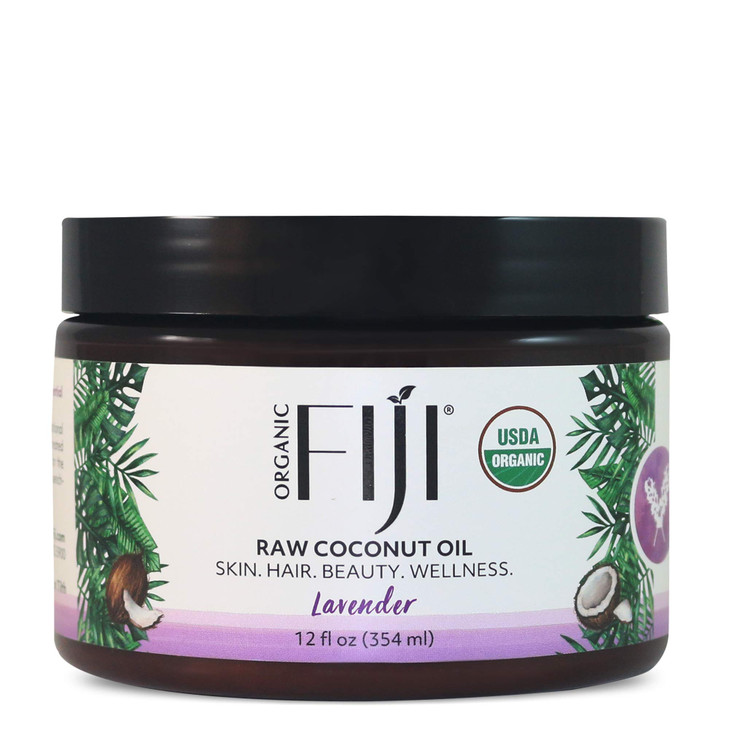 Organic Fiji Raw Cold Pressed Coconut Oil For Hair Skin Face And Body Relaxing Massage Oil Lavender 12 Oz For Women Men And Baby