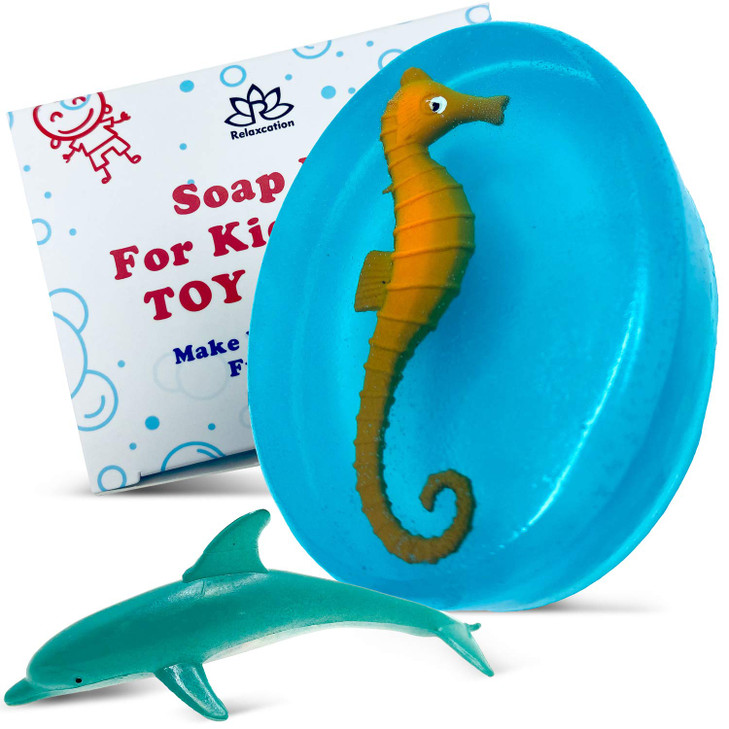 Relaxcation 1 Soap Bar For Kids With Toy Inside Cute Dragon Surprise - Natural Green Apple Kids Soap - Safe For Skin - For Hand, Face and Body Wash -