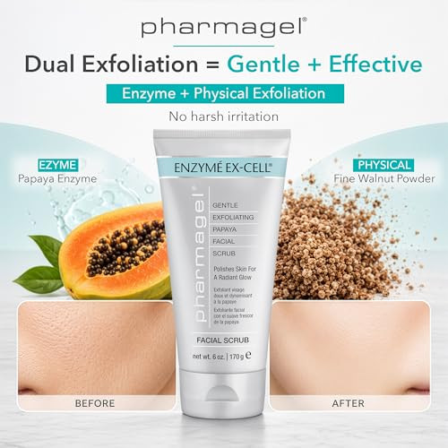 Pharmagel Enzyme Ex Cell Gentle Papaya Face Exfoliator Scrub Skin 6 Oz