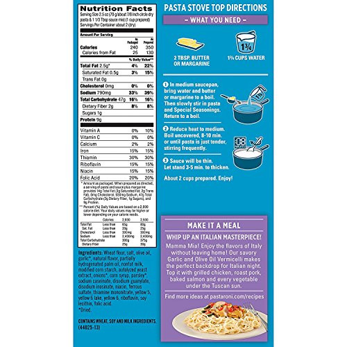 Pasta Roni Garlic And Olive Oil Vermicelli Mix 4.6 Ounce Boxes Pack Of 12