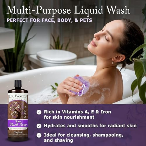 Dr. Woods Raw Liquid Black Soap Body Wash For Men And Women 32 Fl Oz