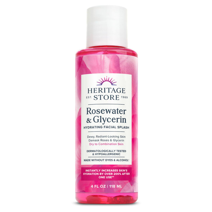 Heritage Store Rosewater And Glycerin Hydrating Facial Splash 4Oz