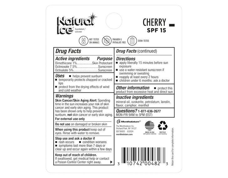 Natural Ice Cherry Spf 15 Medicated Lip Balm 0.15 Ounce 12 Pkgs