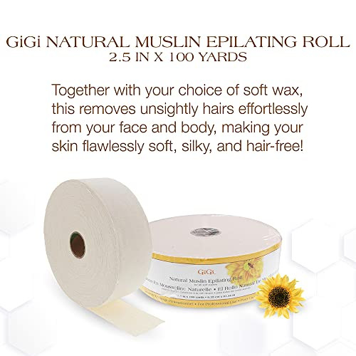 Gigi Bleached Muslin Epilating Roll Waxing Strips Natural 2.5In X 100Yards