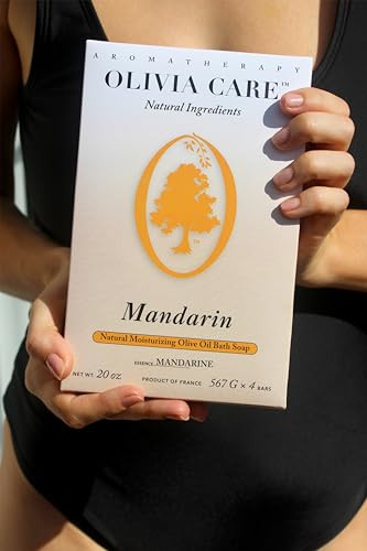 Olivia Care Bath And Body Bar Mandarin Soap 4 Pack Gift Box Organic Vegan And Natural Contains Olive Oil Repairs Hydrates Moisturizes And