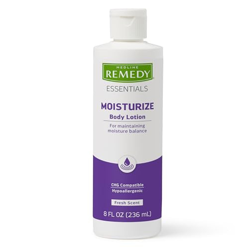 Medline Remedy Essentials Moisturizing Body Lotion 8 Oz Bottle 12 Count Fresh Scent Hydrating Non Greasy For Dry Skin Hypoallergenic Men