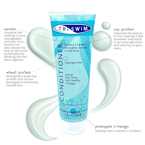 Triswim Swim Conditioner 8.5Oz After Swim Hair Care Repairs Damage From Chlorine Bromine And Saltwater Protein And Keratin Formula Hydrates