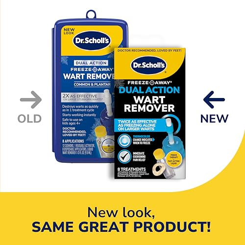 Dr. Scholl S Dual Action Freeze Away Wart Remover 8 Ct Twice As Effective As Freezing Alone On Larger Warts Fast Acting Treatment For Common