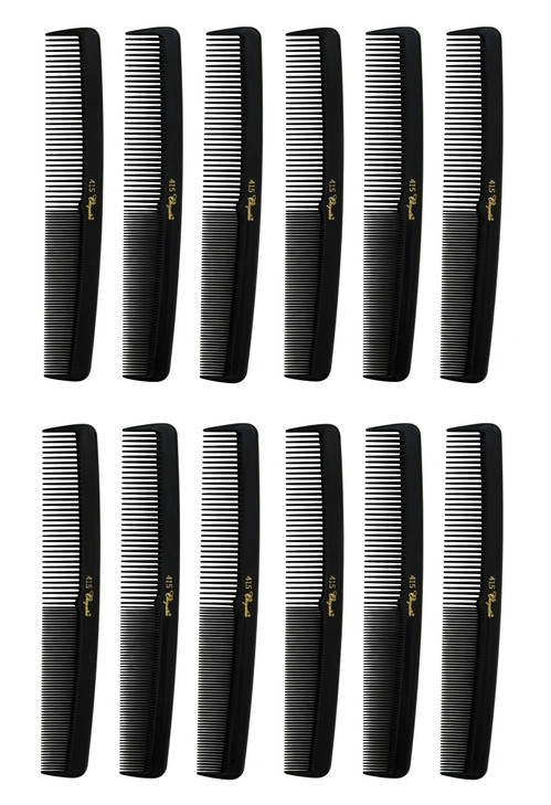 Krest Combs Cleopatra Series 7 Inch Round Back Finger Waver Comb Black Pack Of 12 Model 415