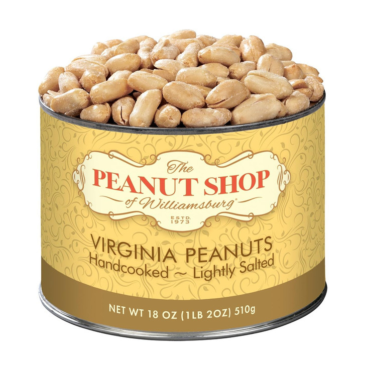 The Peanut Shop Of Williamsburg Lightly Salted Handcooked Virginia Peanuts Williamsburg Peanuts Non Gmo Kosher Certified 18 Oz Tin