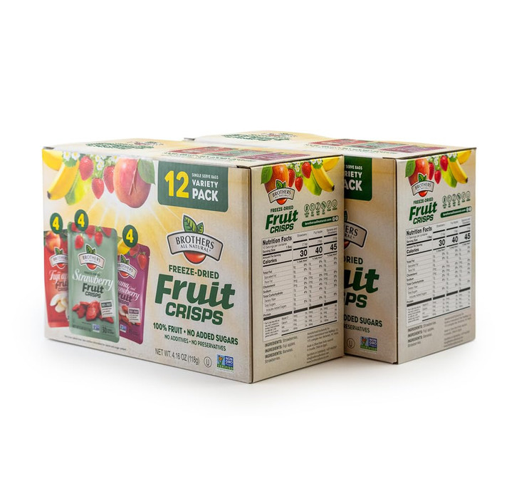 Brothers All Natural Freeze Dried Fruit Crisps Variety Pack 24 Single Serve Bags Fuji Apple Strawberry Strawberry And Banana Made With 100