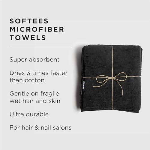 Fromm Softees Microfiber Salon Hair Towels Fast Drying 10 Pack Black