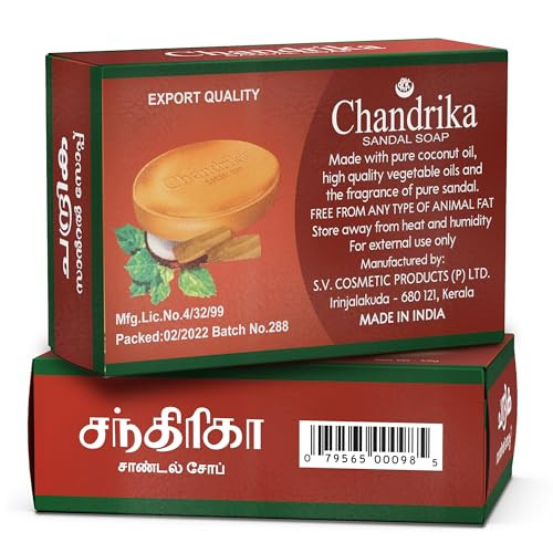 Chandrika Sandal Soap Organic Bar With Vegetable Oil 100 Percent Natural For Men And Women Vegan For All Skin Types Handmade Herbal Body