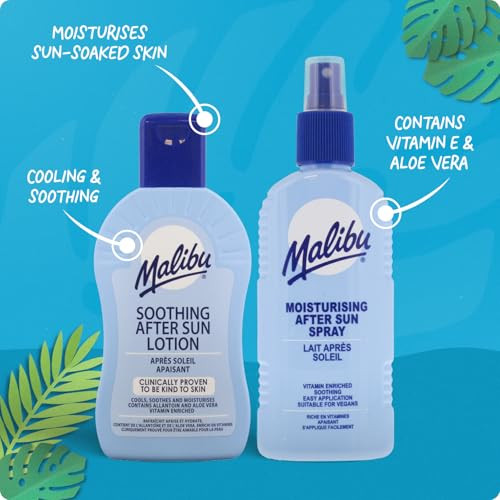 Malibu After Sun Lotion 6.76 Fl Oz Cooling Aloe Vera And Vitamin E Moisturizer For Sunburn Relief Hydrating Post Sun Care For Face And Body