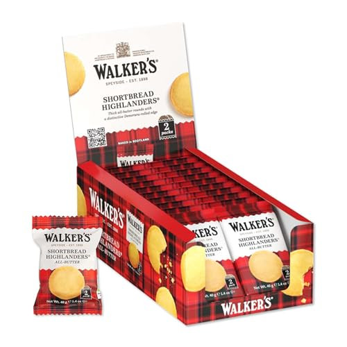 Walker S Shortbread Highlanders Pure Butter Shortbread Cookies Snack Pack 1.4 Oz Pack Of 18