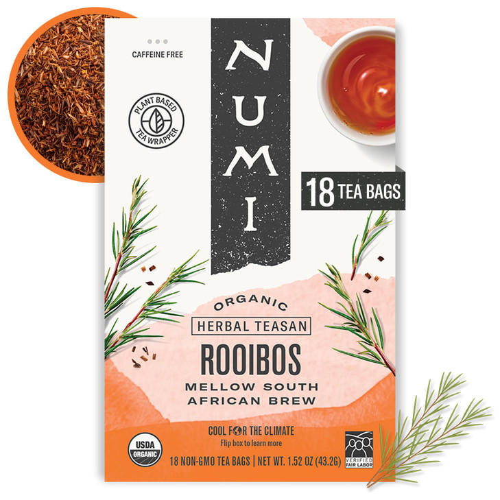 Numi Organic Rooibos Tea 18 Herbal Tea Bags Caffeine Free
