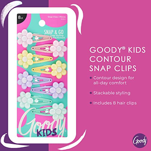 Goody Kids Mini Epoxy Contour Snap Clips 8 Count Daisy Charm Just Snap Into Place Suitable For All Hair Types Pain Free Hair Accessories For