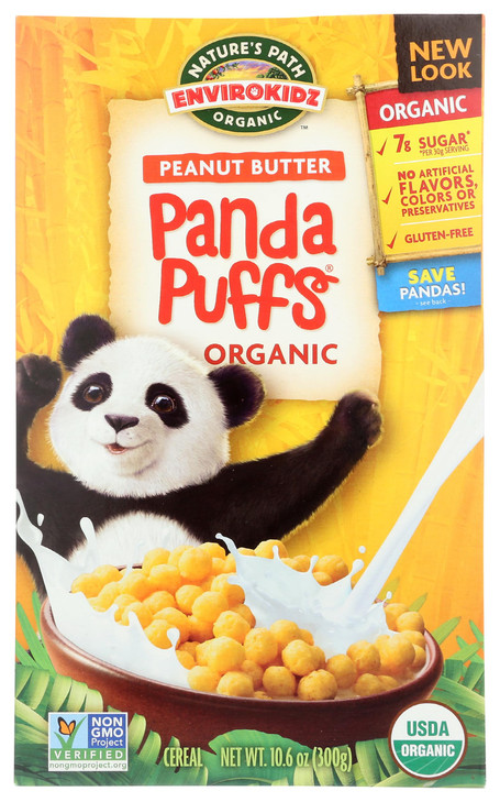 Envirokidz Peanut Butter Panda Puffs Organic Cereal 10.6 Oz