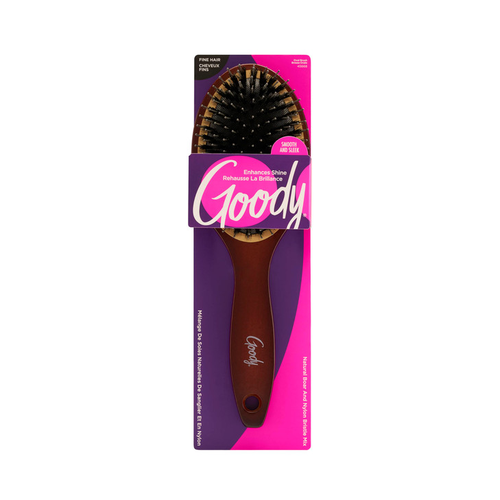 Goody Ceramic Hair Brush Oval Cushion Natural Boar And Nylon Bristle Mix To Enhance Shine And Smooth Hair Fights Frizz And Static Premium