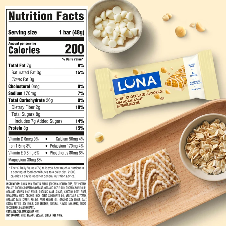 Clif Bar Luna White Chocolate Macadamia 15 Count 25.35 Ounce