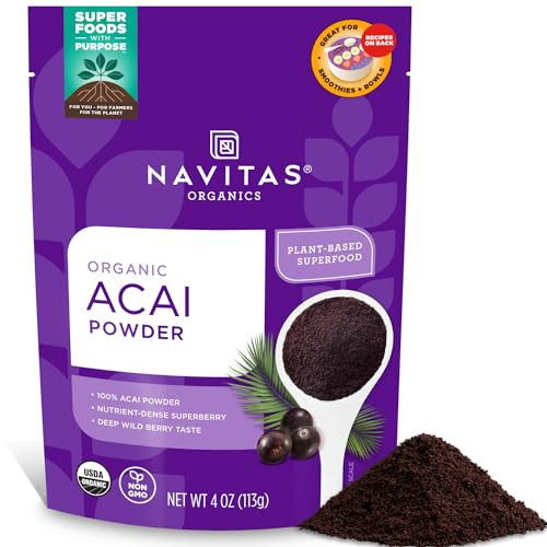 Navitas Organics Acai Powder 4 Oz. Bag Organic Non Gmo Freeze Dried Gluten Free