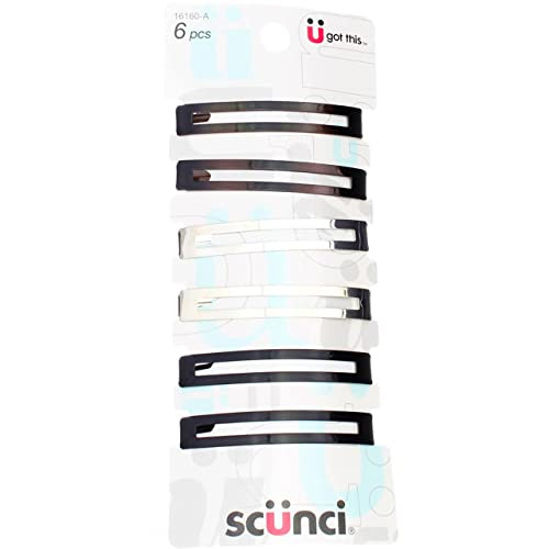 Scunci Effortless Beauty Open Center Metal Barrettes Assorted Colors 6 Count