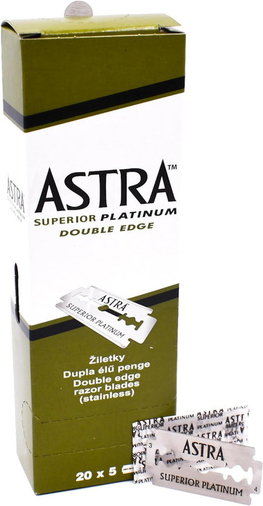 Astra Platinum Double Edge Safety Razor Blades 100 Blades 20 X 5