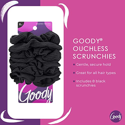 Goody Ouchless Jersey Scrunchies 8 Ct Black Damage Free Dentless And Secure Hold Ties Gentle Hair Accessories For Women And Men All Day