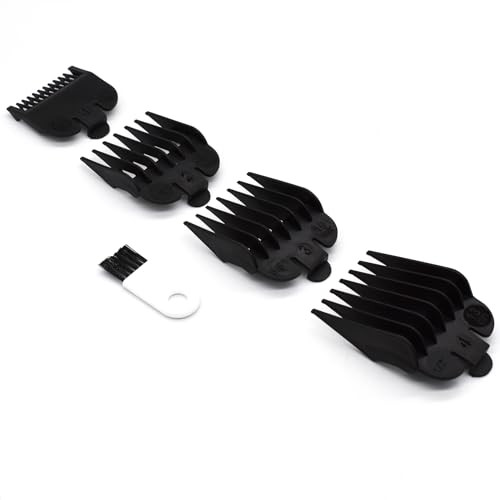 4 Pieces 4 Sizes Black Nylon Professional Hair Clipper Guide Guard Combs #3170-400, 1/8", 1/4", 3/8", 1/2" Compatible with Wahl Standard Full Sized 5