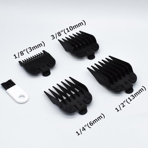 4 Pieces 4 Sizes Black Nylon Professional Hair Clipper Guide Guard Combs #3170-400, 1/8", 1/4", 3/8", 1/2" Compatible with Wahl Standard Full Sized 5
