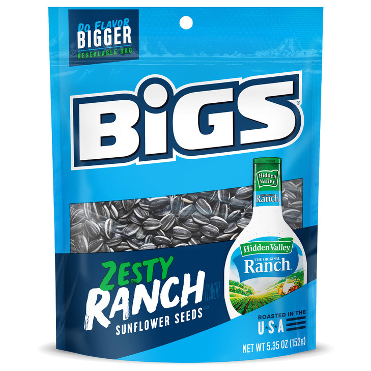 Bigs Sunflower Seeds Hidden Valley Zesty Ranch Flavor 5.35 Oz. Pack Of 12