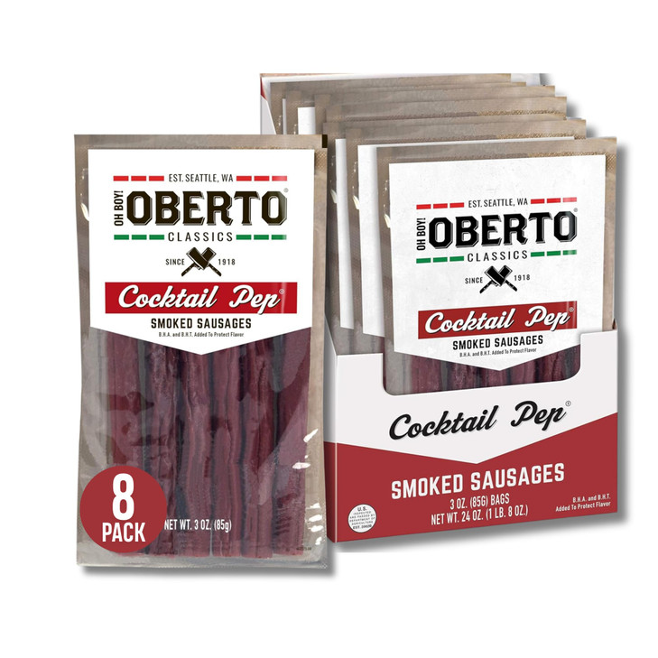 Oh Boy Oberto Classics Cocktail Pep Smoked Sausages 3 Ounce Pack Of 8