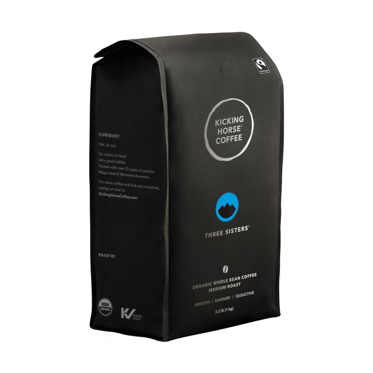 Kicking Horse Coffee Three Sisters Medium Roast Whole Bean 2.2 Pound Certified Organic Fairtrade Kosher Coffee