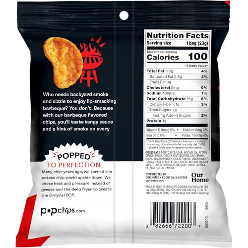 Popchip Potato Chips All Natural Barbeque 0.8 Oz. Pack Of 24