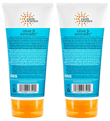 Earth Science Olive And Avocado Deep Conditioning Hair Masque For Normal To Dry Hair 2 Pk 6 Oz