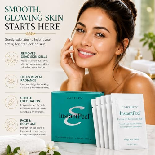 Earthen Instant Peel Exfoliating Packets Gentle Face And Body Exfoliator For Smooth Glowing Skin Removes Dead Skin Cells Without Harsh Acids