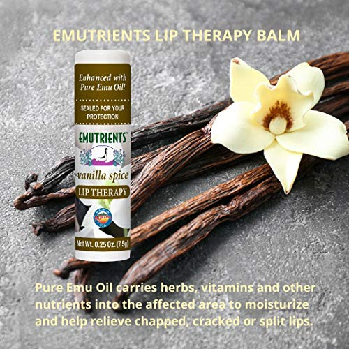 Montana Emu Ranch Lip Therapy Lip Balm 0.25 Ounce Vanilla Spice Flavor Enhanced With Pure Emu Oil