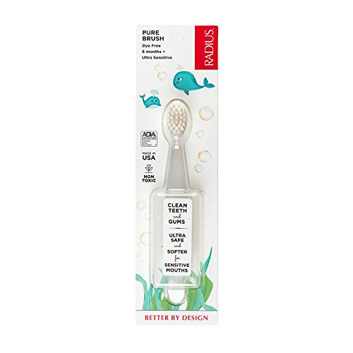 Radius Baby Totz Toothbrush Infant Toothbrush For Ages 0 To 1 Years Extra Soft Plant Based Bristles Bpa Free Ada Accepted Made In Usa Clear