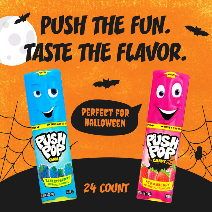 Push Pop Halloween Candy Lollipops 24 Count Assorted Party Favors