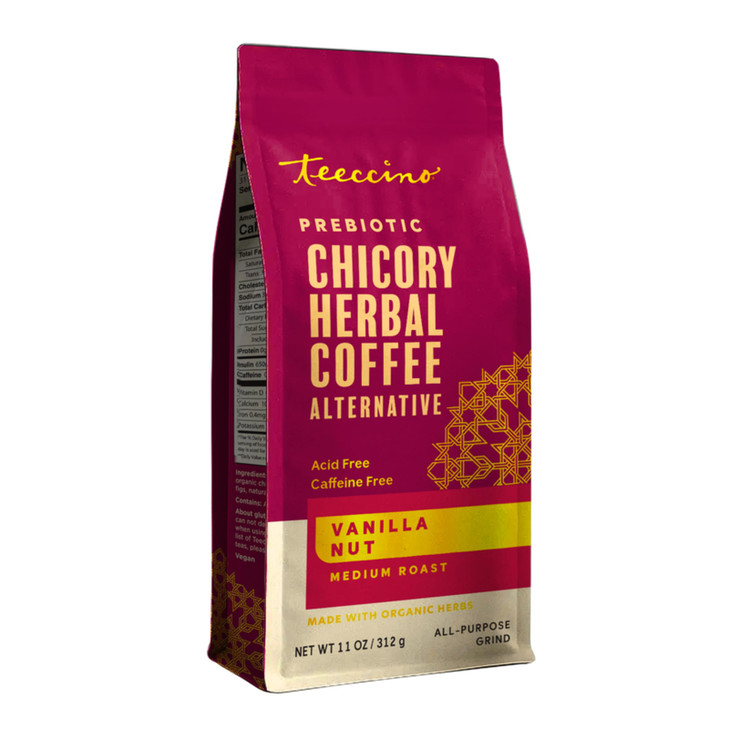 Teeccino Vanilla Nut Chicory Coffee Alternative Caffeine Free Grnd 11 Oz