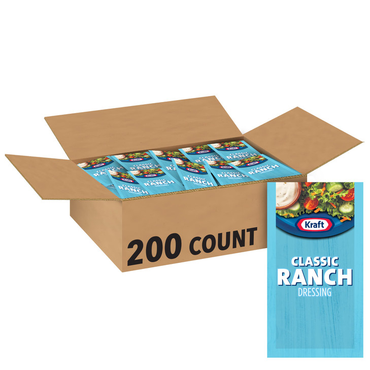 Kraft Single Serve Salad Dressing 200 Per Case Ranch 0.44 Oz. Packets