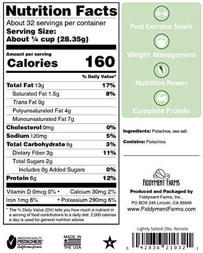 Fiddyment Farms 2Lb Sea Salted Pistachio Kernels