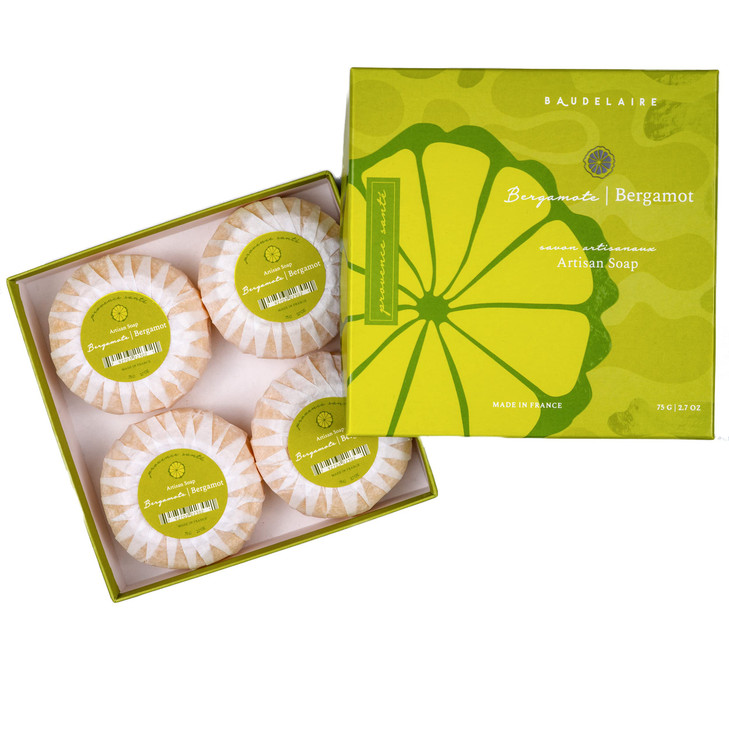 Provence Sante Luxury French Cleansing Bar Moisturizing Shea Butter Triple Milled Bergamot Fragrance 2.7Oz 4 Bar Gift Box